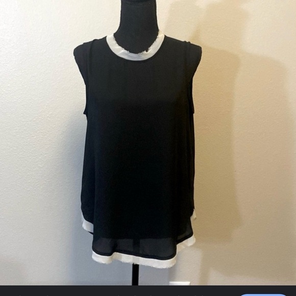 Who What Wear Tops - Who What Wear Black Top with White Trim